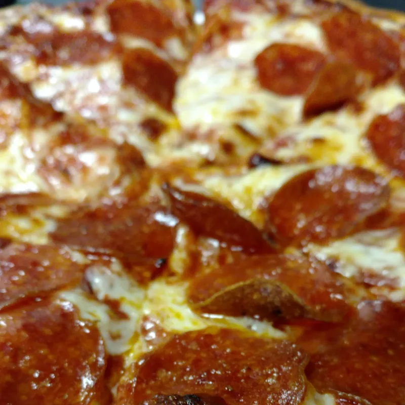Pepperoni pizza fresh from the oven