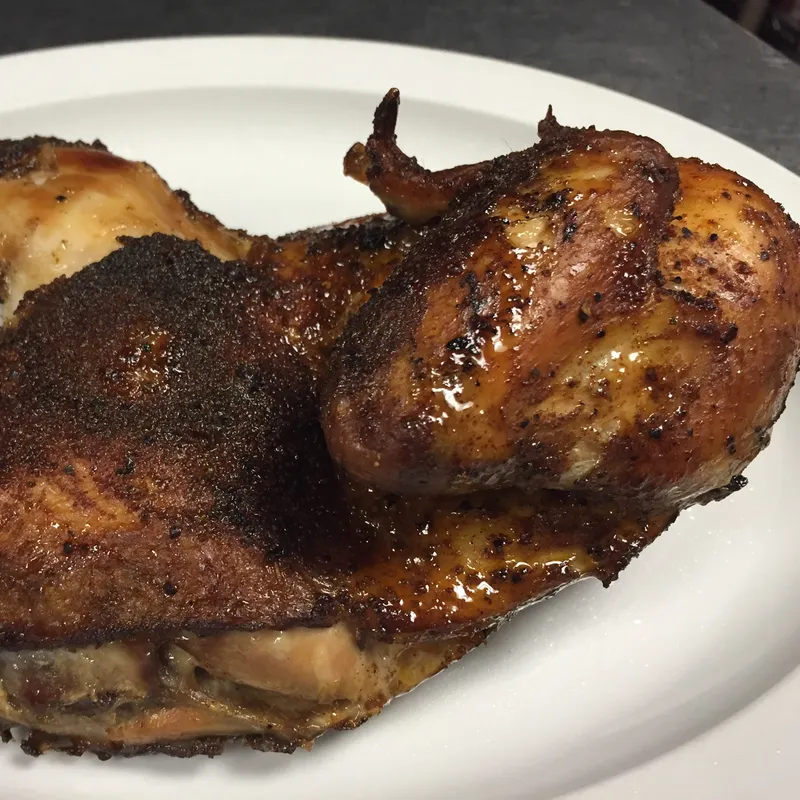 Barbecue half chicken plated